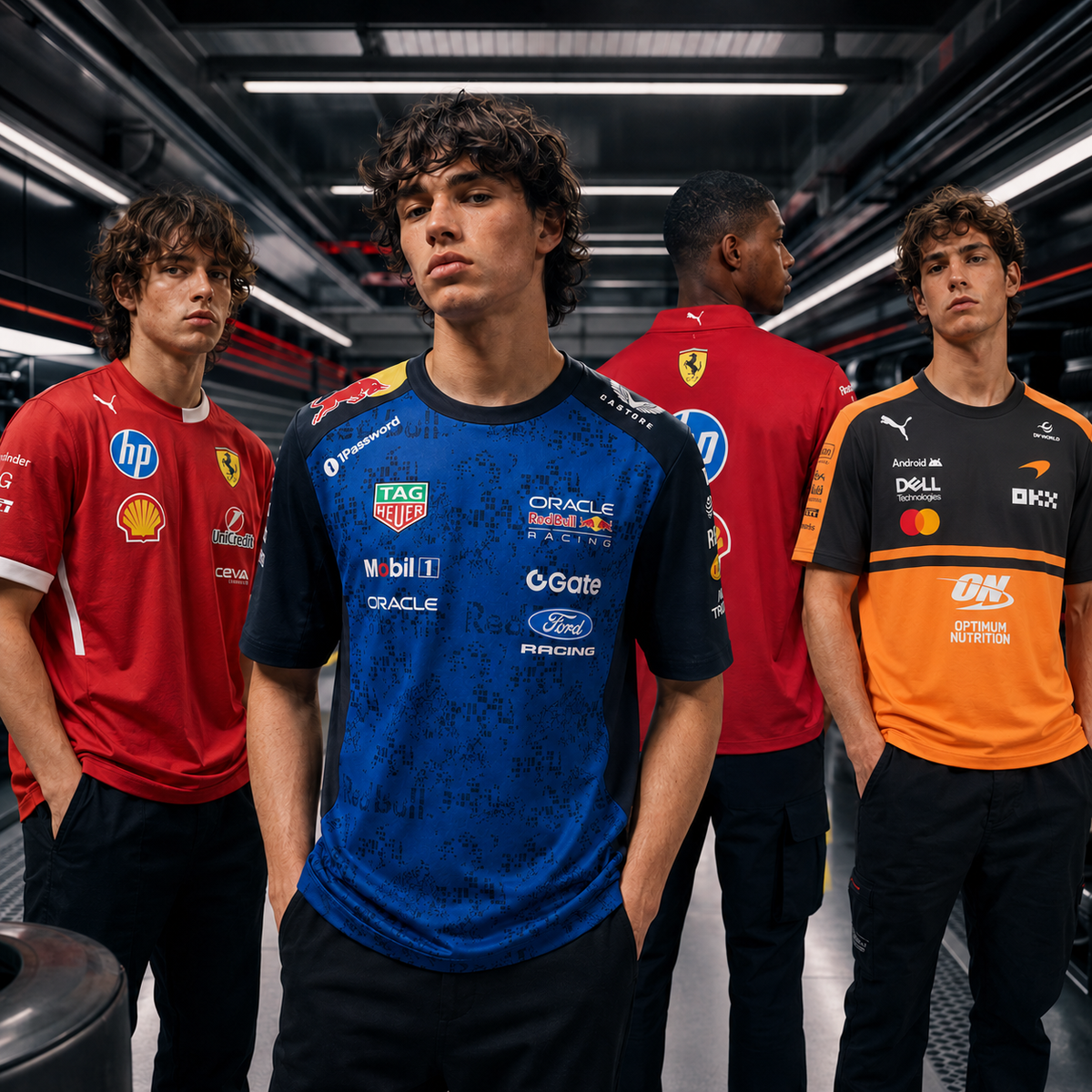 Formula 1 jerseys in Pakistan featuring Ferrari, Red Bull and McLaren racing shirts by Vinxee